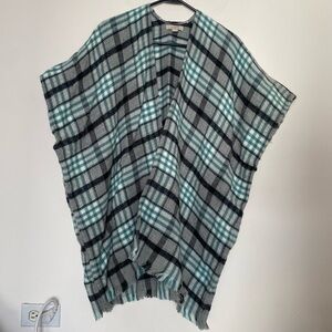 ❤️ LOFT Plaid Poncho Shawl Wrap - XS/S